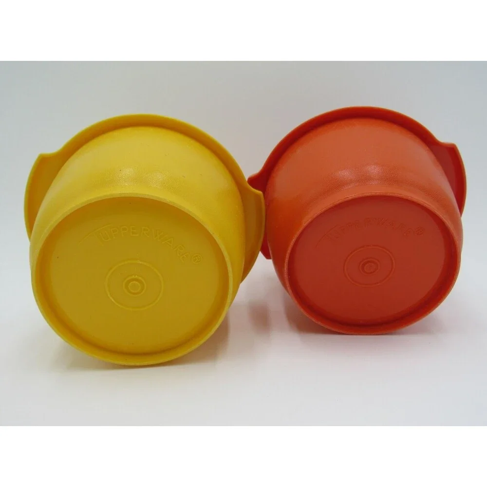 Tupperware Servalier 886 Orange Yellow Harvest Bowls Vintage 70s Retro Soup Cup
